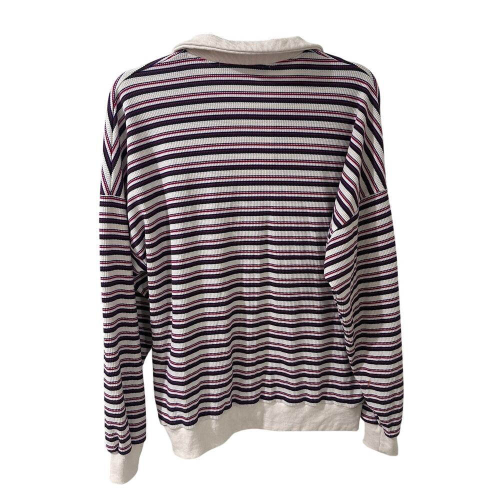 Lioness Striped Polo Sweater Long Sleeve Knit Contrast Collar Model-Off-Duty S - Picture 8 of 8